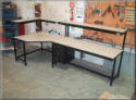 Corner Table Unit with Overhead Shelf