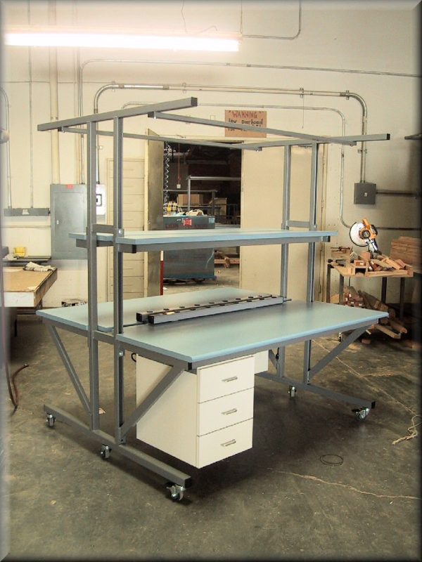 Double-Sided Workbench T-101P-CSTR-GREY-BLUETOP-01