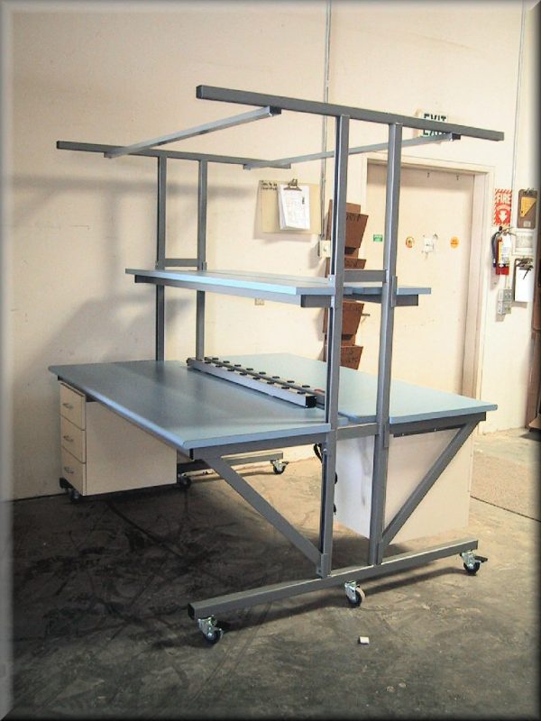 Double-Sided Workbench T-101P-CSTR-GREY-BLUETOP-01